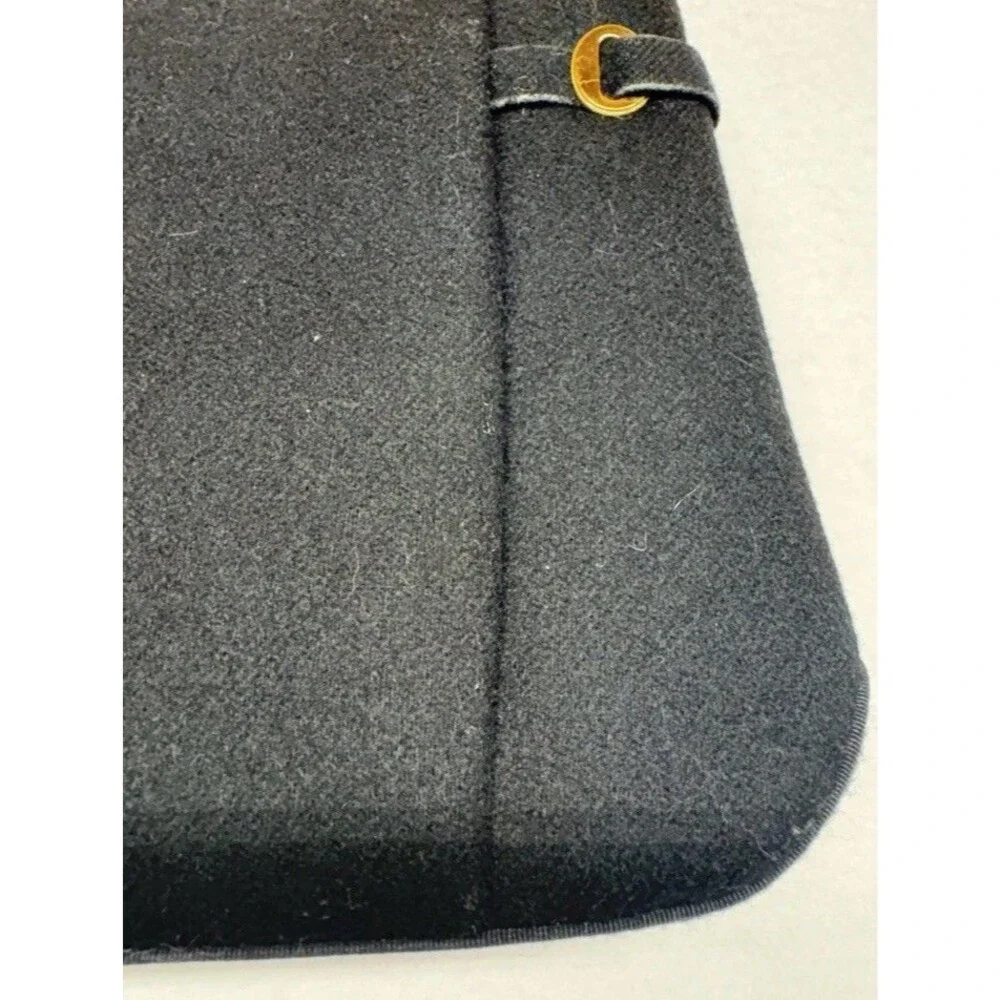 Vintage Crown Lewis Wool/Felt Handbag Purse Black 1940s-50s Gold Accents EUC